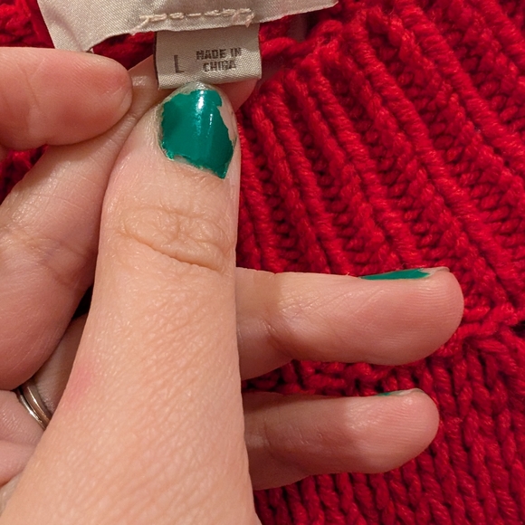 LOFT Vibrant Red Diamond Knit Sweater - Picture 2 of 5